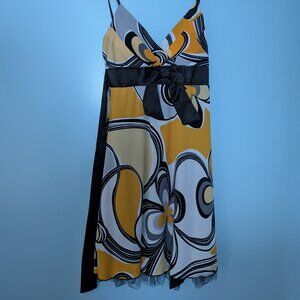 Y2K Vintage Taboo Midi Dress Geometric black, yellow, white Size S